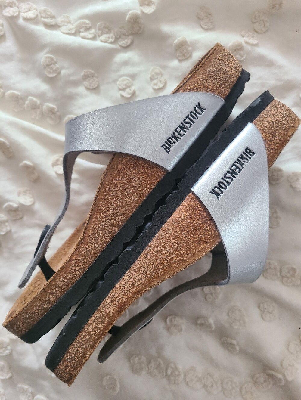Birkenstock Gizeh Womens Silver Buckle Strap Thongs Sandal sz 37 - Picture 6 of 6